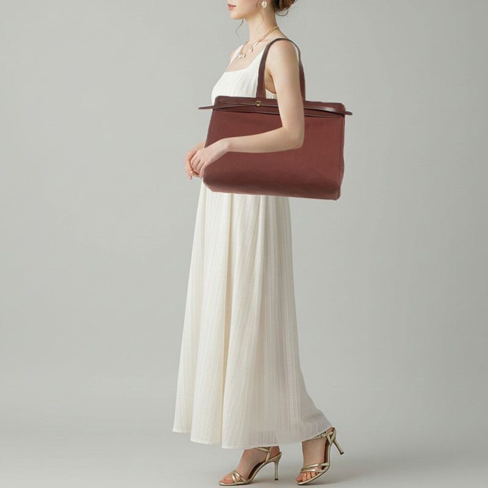 Herm&egrave;s Hunter Herbag Mm Terre Toile Canvas And Vache Cabas Bag - Picture 2 of 7